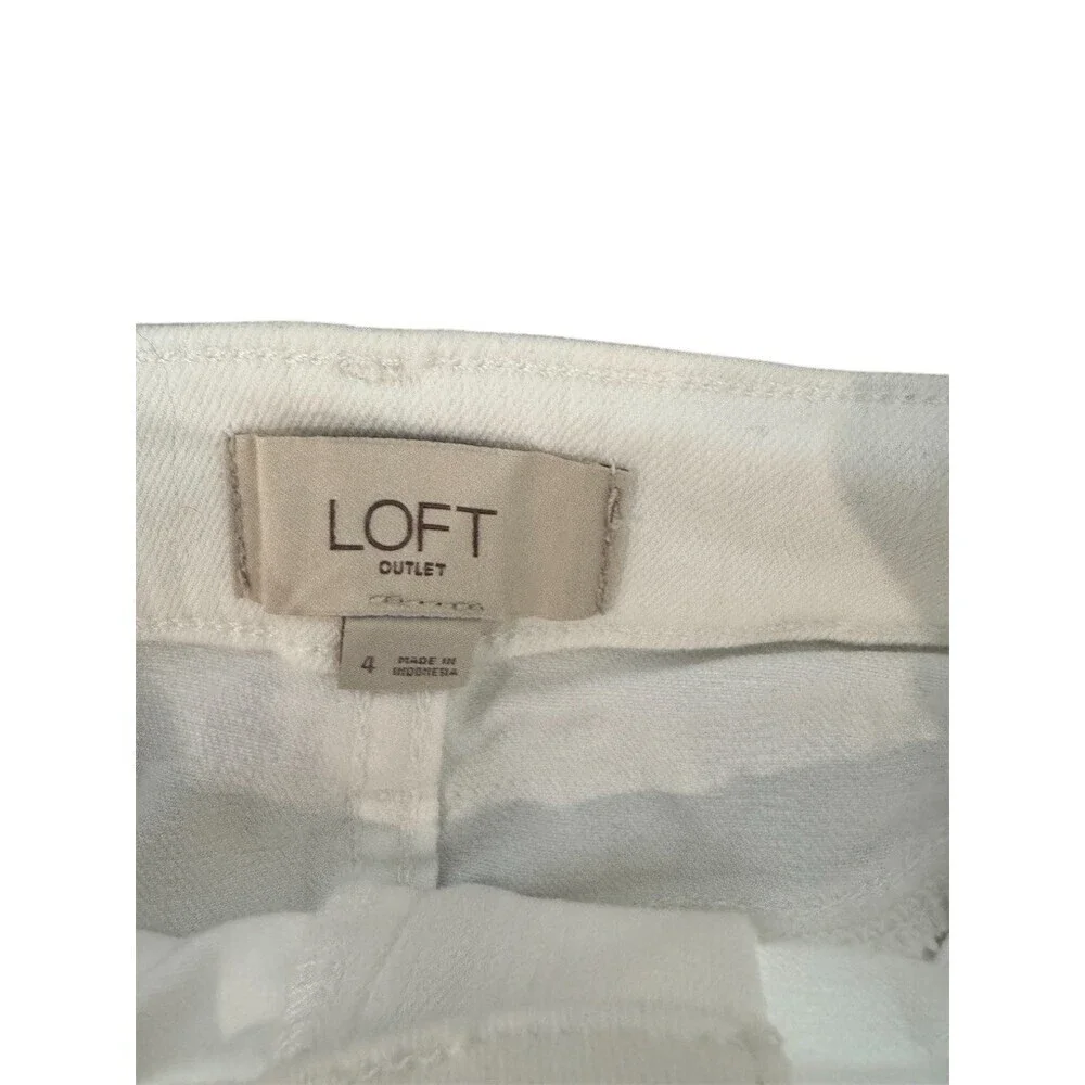 LOFT Outlet Skirt Womens Size 4 White Denim Midi High Rise 5-Pocket - Picture 3 of 8